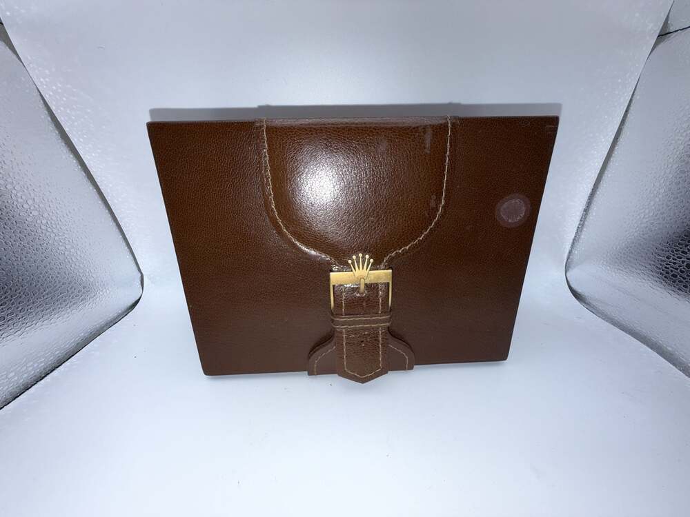 Vintage Rolex President Brown Leather and Wood Watch Box Ref 71.00.06